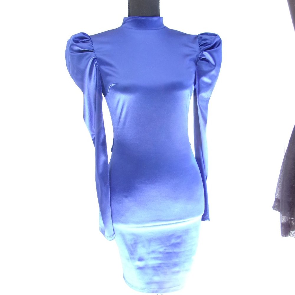 Fashion nova Royal blue Satin dress size small